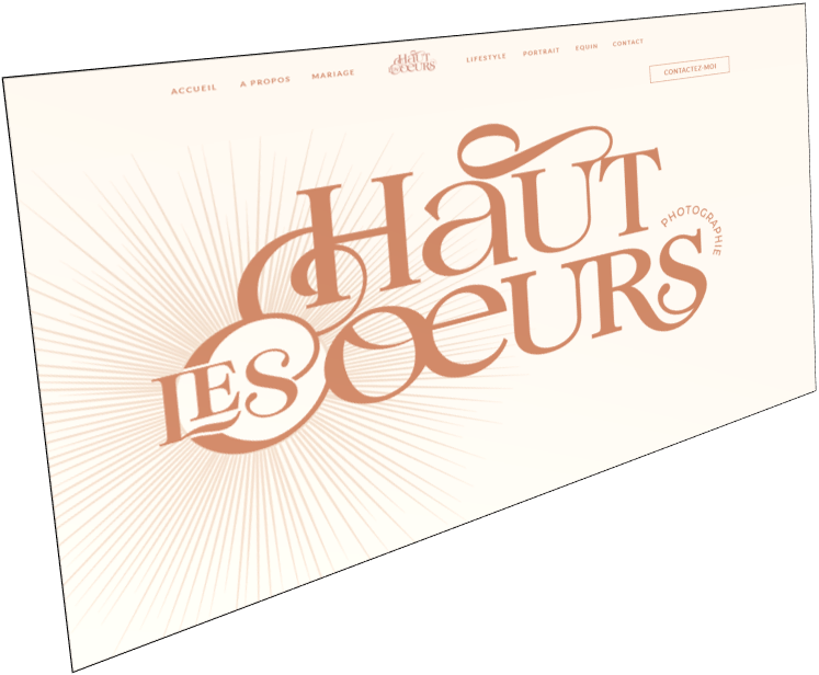 Capture du site Haut Les Cœurs, portfolio photographique présentant des prestations, galeries photo, témoignages et formulaires de contact.