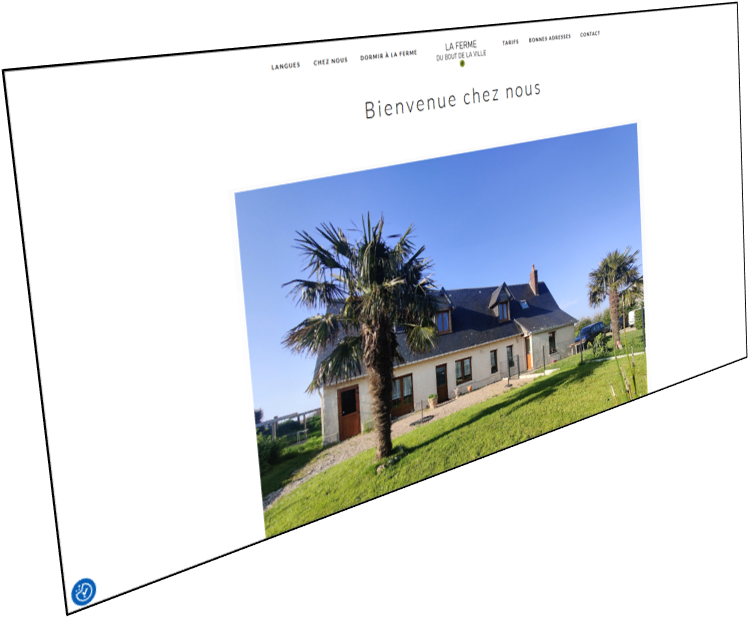 Capture du site La Ferme du Bout de la Ville, une maison d’hôtes normande présentant ses chambres, tarifs, services et informations pratiques.
