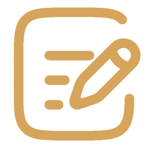 Icône représentant la création de contenus pour blog, réseaux sociaux et communication digitale.