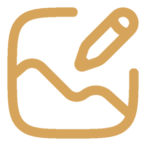 Icône représentant la création d’une identité visuelle avec logo, couleurs, typographies et cohérence graphique.