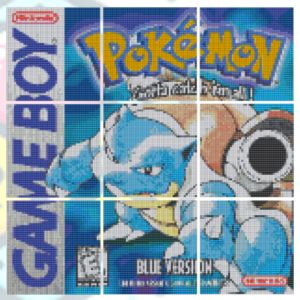 Patron Pixel Art – Jaquette Pokémon Blue (Game Boy) - Hexatelier - Pixel Art - Perles Artkal - Perles à repasser - Modèle - Sprite
