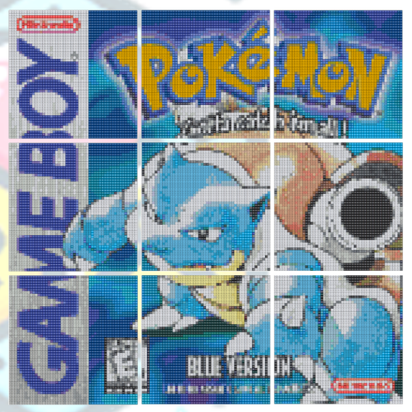 Patron Pixel Art – Jaquette Pokémon Blue (Game Boy) - Hexatelier - Pixel Art - Perles Artkal - Perles à repasser - Modèle - Sprite