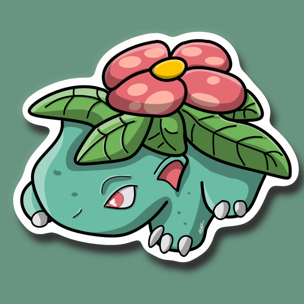 Projet Sticker Florizarre Gotta Stick'em All Pokémon Art Digital Sticker Création Procreate Great Pearler Créatif