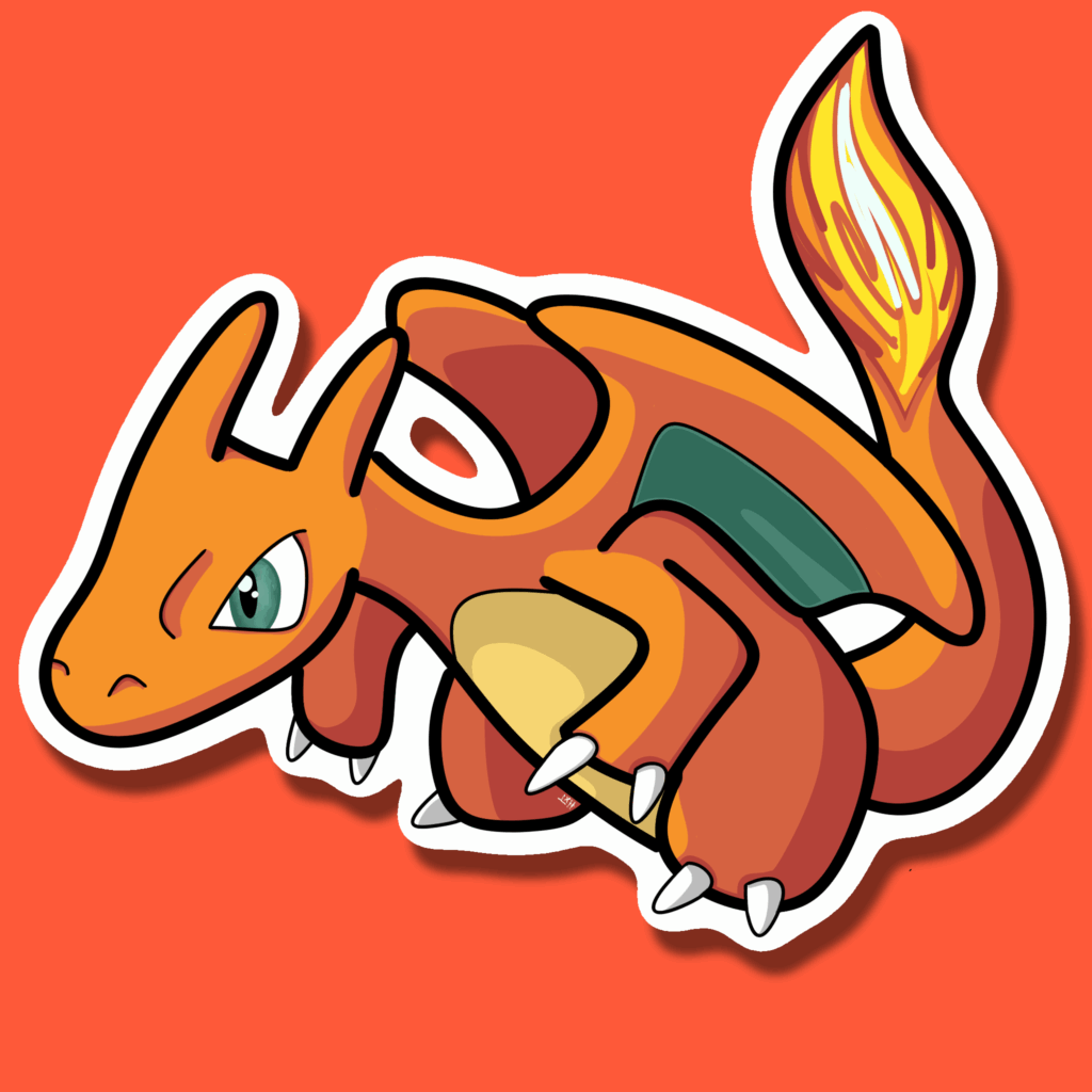 Projet Sticker Dracaufeu Gotta Stick'em All Pokémon Art Digital Sticker Création Procreate Great Pearler Créatif