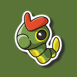 Projet Sticker Chenipan Gotta Stick'em All Pokémon Art Digital Sticker Création Procreate Great Pearler Créatif