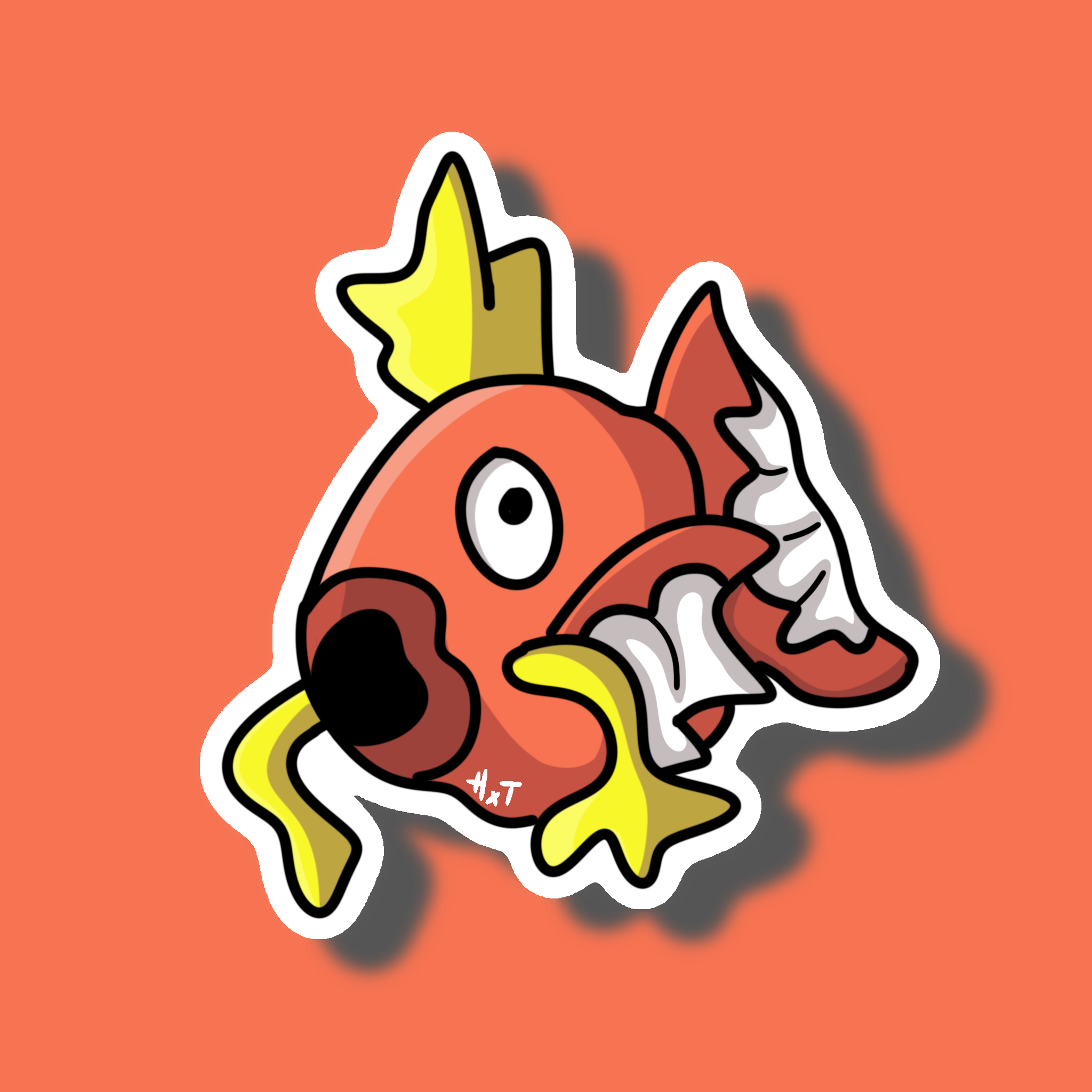 Projet Sticker Magikarp Gotta Stick'em All Pokémon Art Digital Sticker Création Procreate Great Pearler Créatif